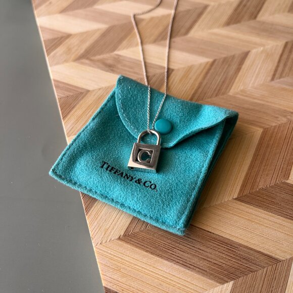 Vintage Tiffany & Co C Padlock Charm w/ Chain - Picture 2 of 13